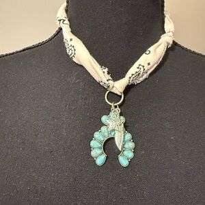 Turquoise Pendant,handmade Necklace with Bandana